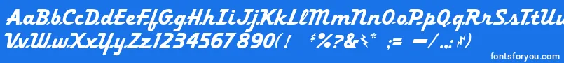 khedive-Schriftart – Weiße Schriften auf blauem Hintergrund