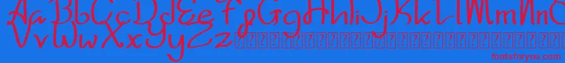 Czcionka Khillua Zoldyck Regular – czerwone czcionki na niebieskim tle