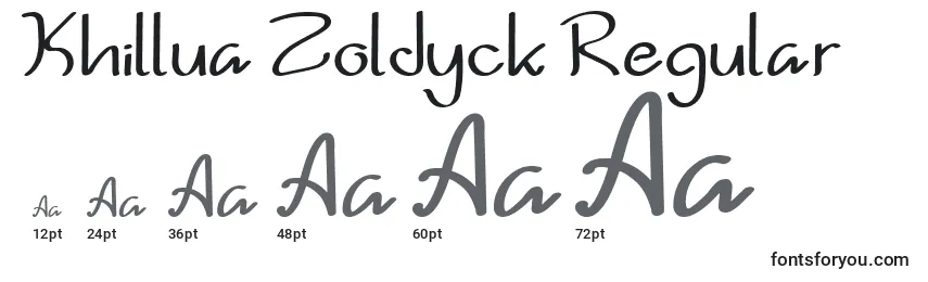 Размеры шрифта Khillua Zoldyck Regular