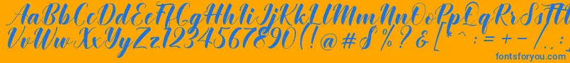 Khinta Script Font – Blue Fonts on Orange Background