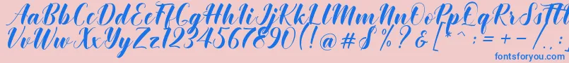 フォントKhinta Script – ピンクの背景に青い文字