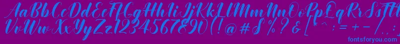 Khinta Script Font – Blue Fonts on Purple Background