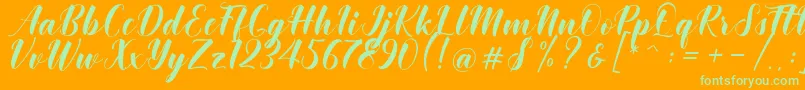 Khinta Script Font – Green Fonts on Orange Background