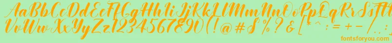 Khinta Script Font – Orange Fonts on Green Background