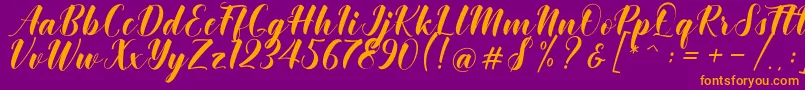 Khinta Script Font – Orange Fonts on Purple Background