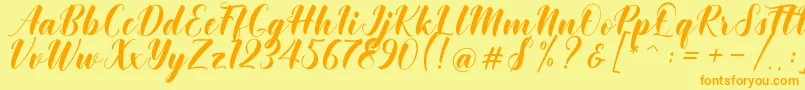 Khinta Script Font – Orange Fonts on Yellow Background