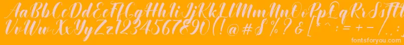 Khinta Script Font – Pink Fonts on Orange Background