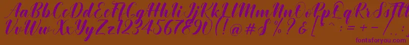 Khinta Script Font – Purple Fonts on Brown Background