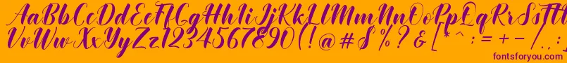 Khinta Script Font – Purple Fonts on Orange Background