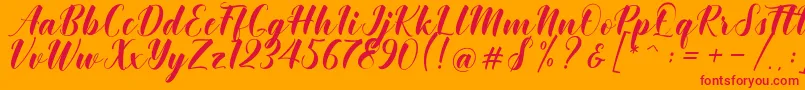Khinta Script Font – Red Fonts on Orange Background