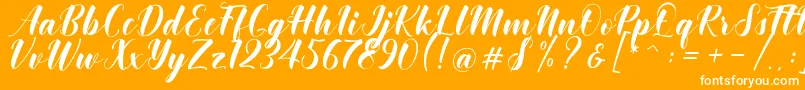 Khinta Script Font – White Fonts on Orange Background