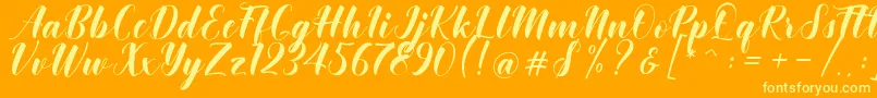 Khinta Script Font – Yellow Fonts on Orange Background