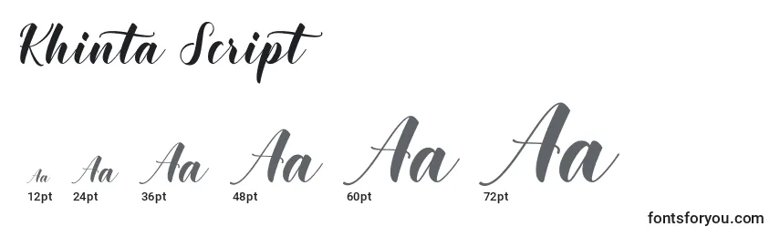 Khinta Script Font Sizes