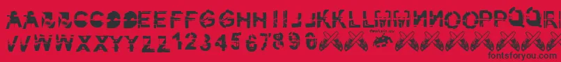 フォントkibblez nobitz fontvir us – 赤い背景に黒い文字