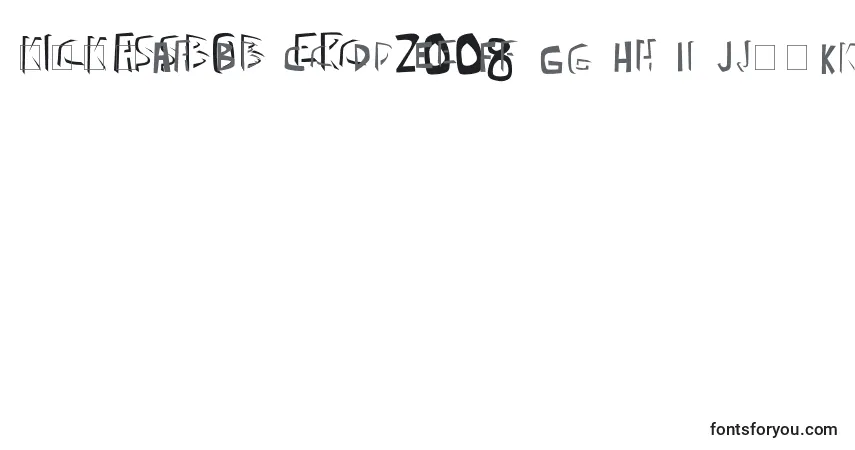 Kickassbob erc 2008-fontti – aakkoset, numerot, erikoismerkit
