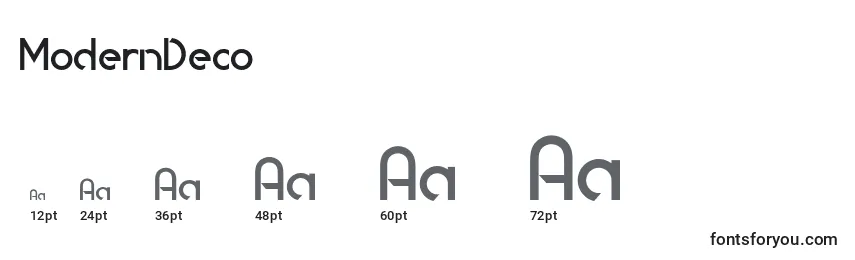 Размеры шрифта ModernDeco