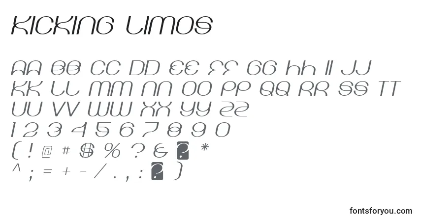 Kicking limos-fontti – aakkoset, numerot, erikoismerkit
