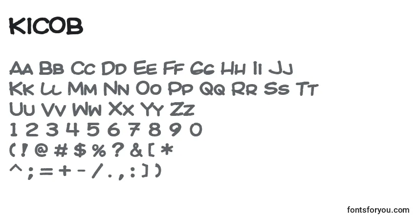 Czcionka KICOB    (131591) – alfabet, cyfry, specjalne znaki