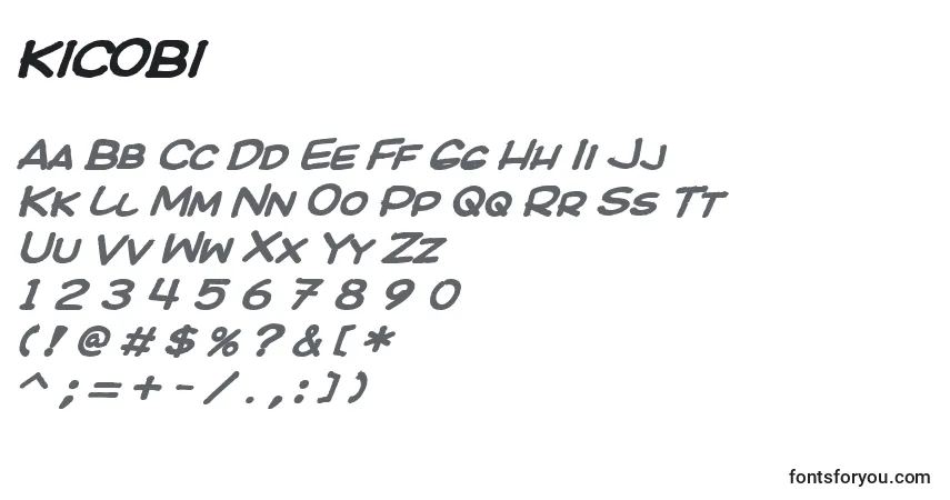 KICOBI   (131592)-fontti – aakkoset, numerot, erikoismerkit