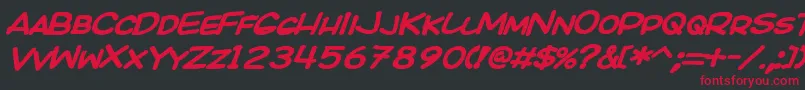 フォントKICOBI   – 黒い背景に赤い文字