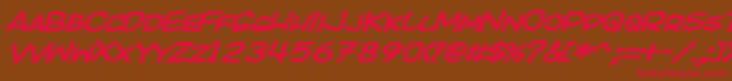 KICOBI  -Schriftart – Rote Schriften auf braunem Hintergrund