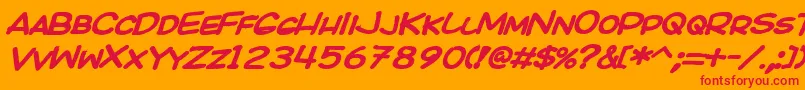 fuente KICOBI   – Fuentes Rojas Sobre Fondo Naranja