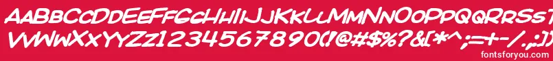 Fonte KICOBI   – fontes brancas em um fundo vermelho