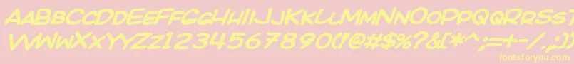 KICOBI  -Schriftart – Gelbe Schriften auf rosa Hintergrund