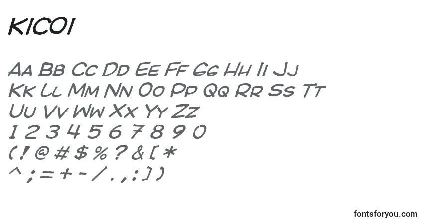 A fonte KICOI    (131593) – alfabeto, números, caracteres especiais
