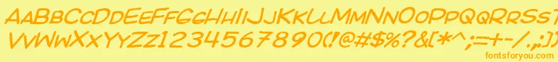 KICOI   -Schriftart – Orangefarbene Schriften auf gelbem Hintergrund