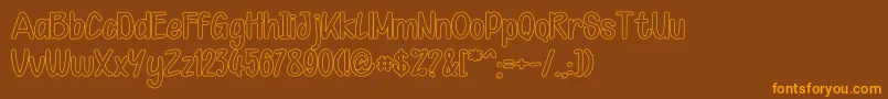 Kid Knowledge 1 outline Font – Orange Fonts on Brown Background