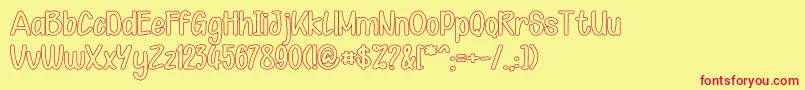 Kid Knowledge 1 outline Font – Red Fonts on Yellow Background