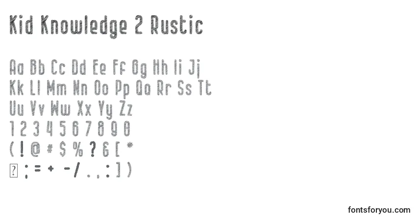 A fonte Kid Knowledge 2 Rustic – alfabeto, números, caracteres especiais
