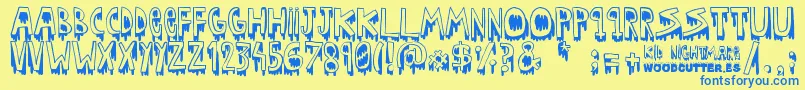 Kid nightmare Font – Blue Fonts on Yellow Background