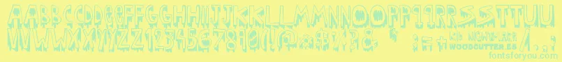 Kid nightmare-Schriftart – Grüne Schriften auf gelbem Hintergrund