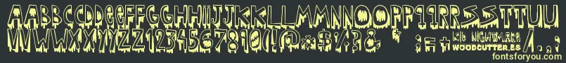 Weitere Informationen zur Kid nightmare-Schriftart Kid nightmare-Schriftart – Gelbe Schriften auf schwarzem Hintergrund