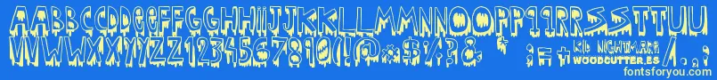 Kid nightmare-fontti – keltaiset fontit sinisellä taustalla