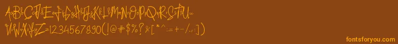 Kid Rough-Schriftart – Orangefarbene Schriften auf braunem Hintergrund