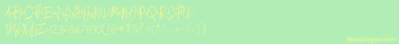 Kid Rough-Schriftart – Gelbe Schriften auf grünem Hintergrund