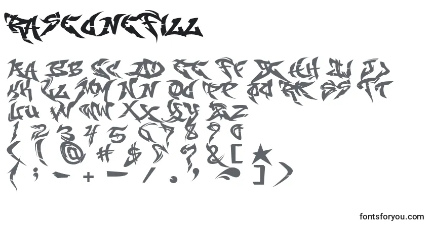 Schriftart RaseoneFill – Alphabet, Zahlen, spezielle Symbole