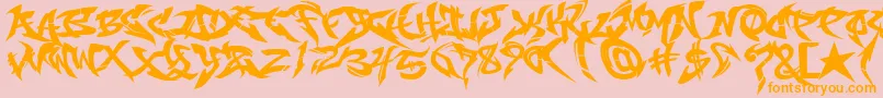 フォントRaseoneFill – オレンジの文字がピンクの背景にあります。