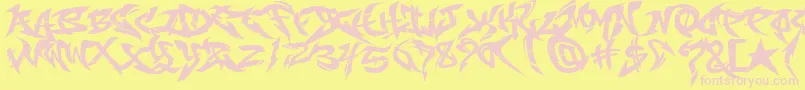 RaseoneFill-fontti – vaaleanpunaiset fontit keltaisella taustalla