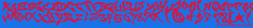 RaseoneFill-fontti – punaiset fontit sinisellä taustalla