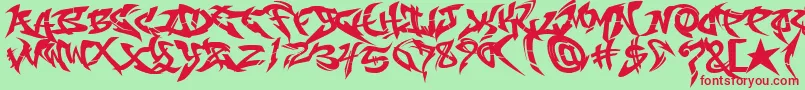 RaseoneFill Font – Red Fonts on Green Background