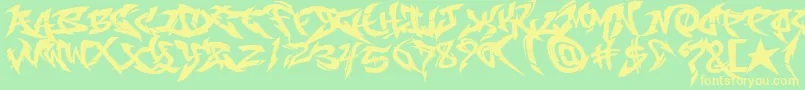 RaseoneFill-Schriftart – Gelbe Schriften auf grünem Hintergrund