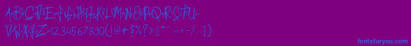 Kid Rough-Schriftart – Blaue Schriften auf violettem Hintergrund