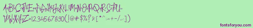 Kid Rough-Schriftart – Violette Schriften auf grünem Hintergrund