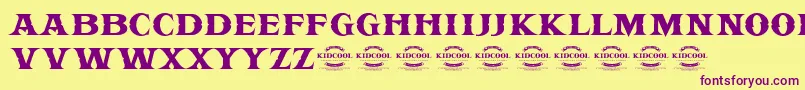 KIDCOOL DRAGON-fontti – violetit fontit keltaisella taustalla