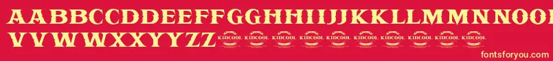 Fonte KIDCOOL DRAGON – fontes amarelas em um fundo vermelho