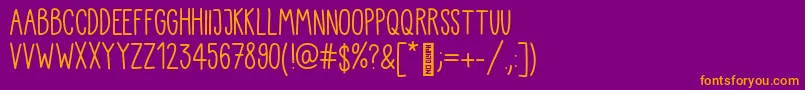 Fonte Kiddo Handwriting – fontes laranjas em um fundo violeta